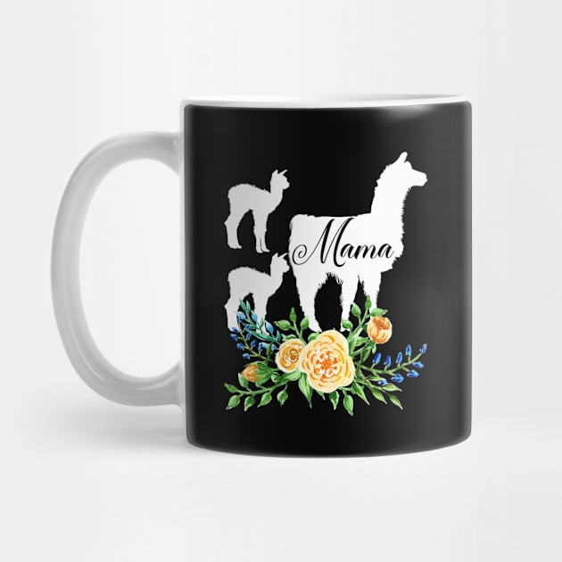 Mama Llama Floral Mom Of Two Flower Alpaca Llamas Lover by JaydeMargulies